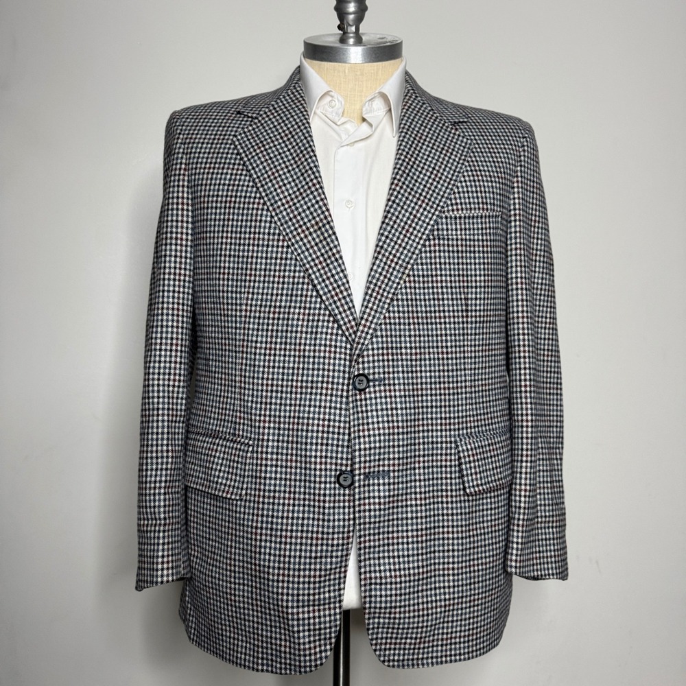 Palm Beach 70s Vtg  Palm Beach Mens Plaid‎ Check Blazer Jacket Sport Coat 46R